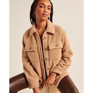 Abercrombie Women’s Sherpa Shirt Jacket Brown Size XS